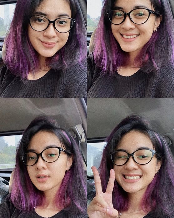 Rahmania Astrini - Purple Hairstyle - Foto-Instagram/rahmaniaastrini